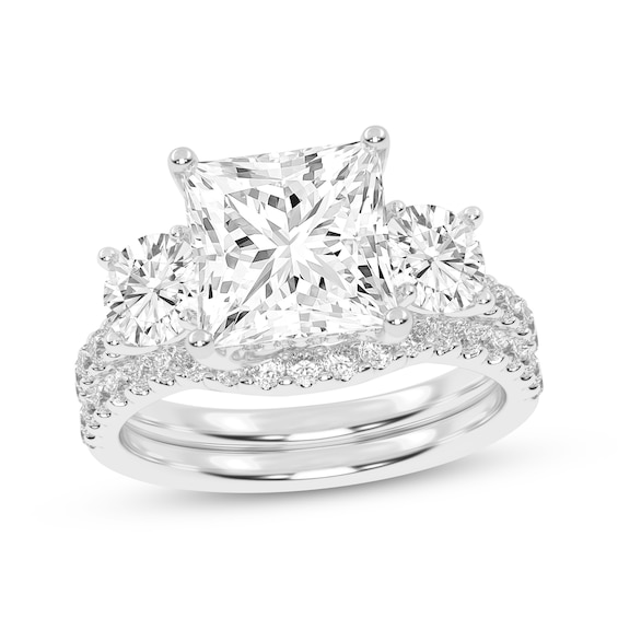 Adore Lab-Grown Diamonds Princess & Round-Cut Three-Stone Bridal Set 3 ct tw 14K White Gold