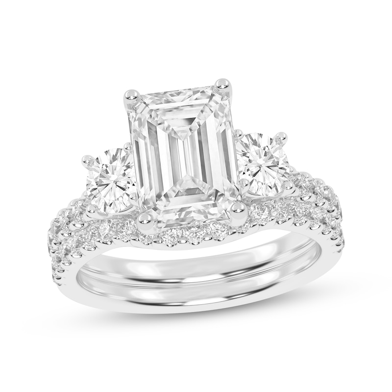 Main Image 1 of Adore Lab-Grown Diamonds Emerald-Cut Three-Stone Bridal Set 3 ct tw 14K White Gold