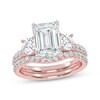 Thumbnail Image 1 of Adore Lab-Grown Diamonds Emerald-Cut Three-Stone Bridal Set 3 ct tw 14K Rose Gold