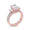 Thumbnail Image 2 of Adore Lab-Grown Diamonds Emerald-Cut Three-Stone Bridal Set 3 ct tw 14K Rose Gold