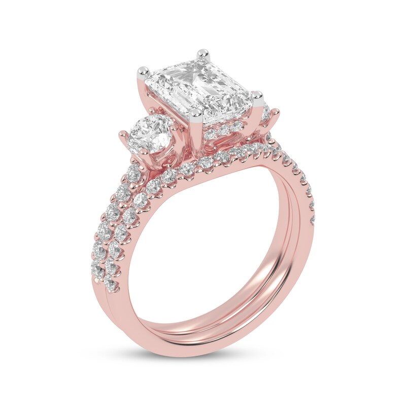 Main Image 2 of Adore Lab-Grown Diamonds Emerald-Cut Three-Stone Bridal Set 3 ct tw 14K Rose Gold
