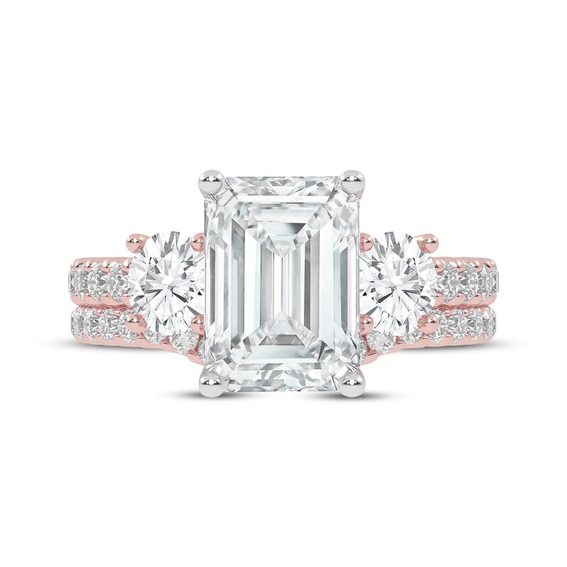 Main Image 3 of Adore Lab-Grown Diamonds Emerald-Cut Three-Stone Bridal Set 3 ct tw 14K Rose Gold