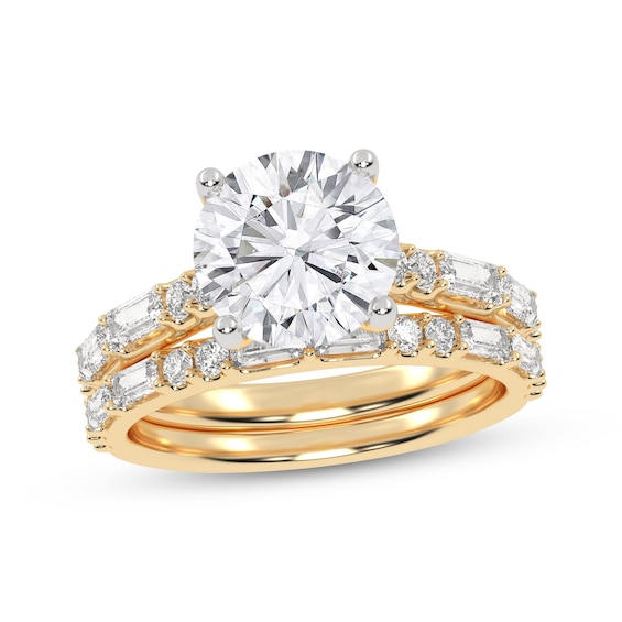 Adore Lab-Grown Diamonds Round-Cut Bridal Set 3 ct tw 14K Yellow Gold