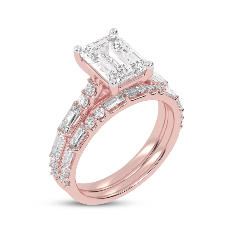 Main Image 2 of Adore Lab-Grown Diamonds Emerald-Cut Bridal Set 3 ct tw 14K Rose Gold