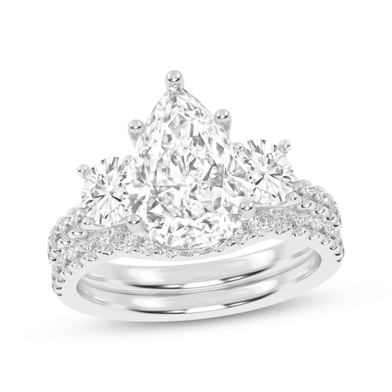 Adore Lab-Grown Diamonds Pear-Shaped & Round-Cut Three-Stone Bridal Set 3 ct tw 14K White Gold