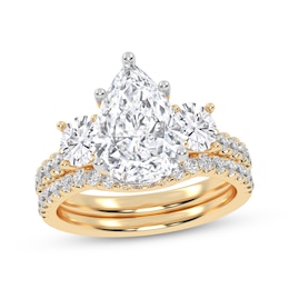 Adore Lab-Grown Diamonds Pear-Shaped & Round-Cut Three-Stone Bridal Set 3 ct tw 14K Yellow Gold