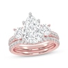 Thumbnail Image 1 of Adore Lab-Grown Diamonds Pear-Shaped & Round-Cut Three-Stone Bridal Set 3 ct tw 14K Rose Gold