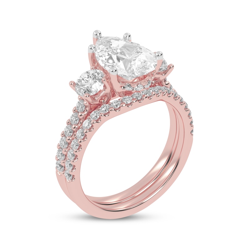 Main Image 2 of Adore Lab-Grown Diamonds Pear-Shaped & Round-Cut Three-Stone Bridal Set 3 ct tw 14K Rose Gold