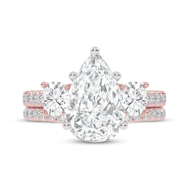 Main Image 3 of Adore Lab-Grown Diamonds Pear-Shaped & Round-Cut Three-Stone Bridal Set 3 ct tw 14K Rose Gold