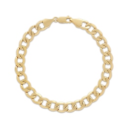8.8mm Curb Chain Bracelet Semi-Solid 10K Yellow Gold 9"