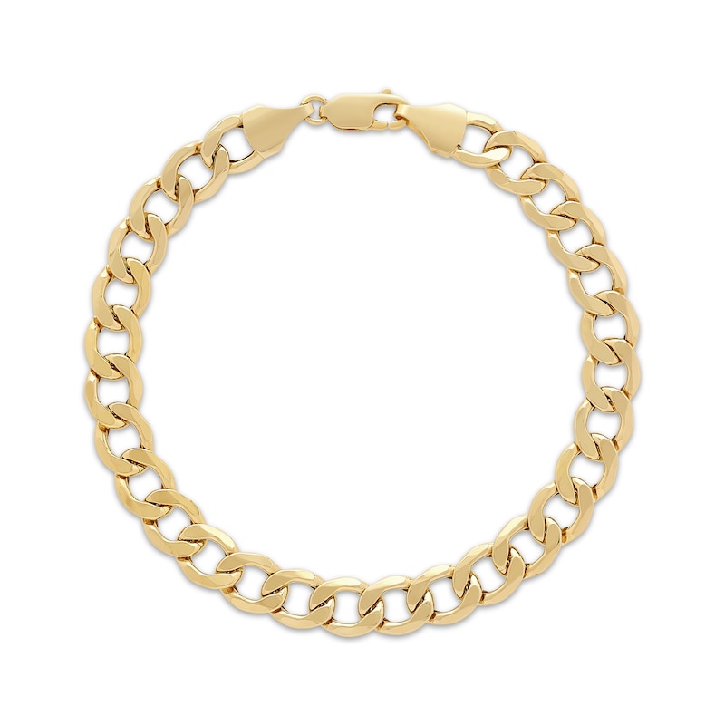 Main Image 1 of 8.8mm Curb Chain Bracelet Semi-Solid 10K Yellow Gold 9"