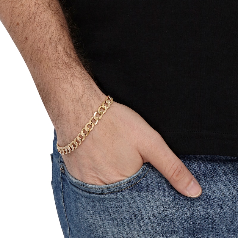 Main Image 3 of 8.8mm Curb Chain Bracelet Semi-Solid 10K Yellow Gold 9"