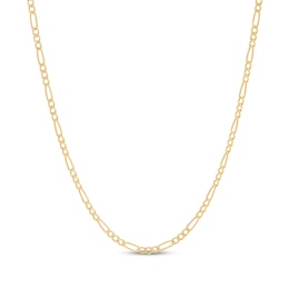 2.05mm Figaro Chain Necklace Hollow 14K Yellow Gold 20"