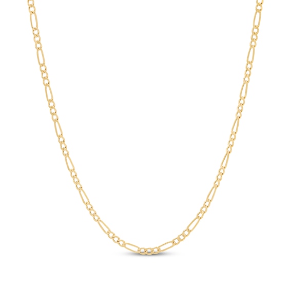 2.05mm Figaro Chain Necklace Hollow 14K Yellow Gold 20"