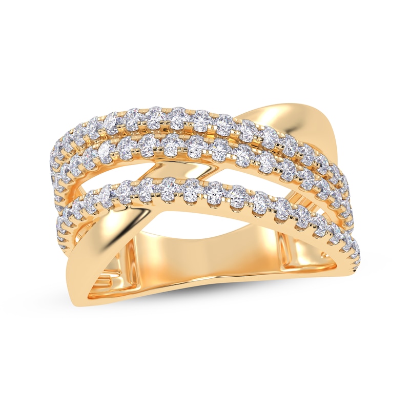Main Image 1 of Diamond Multi-Row Crisscross Ring 1/2 ct tw 14K Yellow Gold