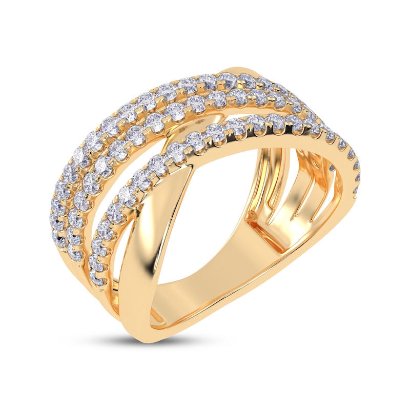 Main Image 2 of Diamond Multi-Row Crisscross Ring 1/2 ct tw 14K Yellow Gold