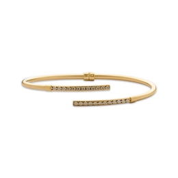 Italian Brilliance Diamond-Cut Bypass Cuff Bracelet 14K Yellow Gold
