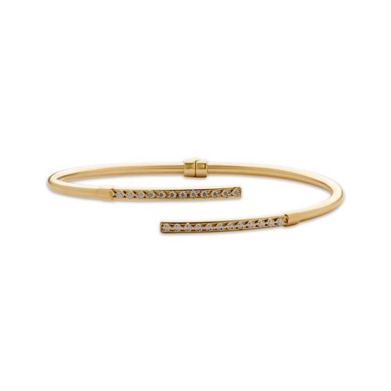 Italian Brilliance Diamond-Cut Bypass Cuff Bracelet 14K Yellow Gold