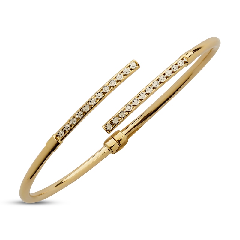 Main Image 2 of Italian Brilliance Diamond-Cut Bypass Cuff Bracelet 14K Yellow Gold