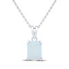 Thumbnail Image 1 of Emerald-Cut Lab-Created Opal Solitaire Necklace Sterling Silver 18"