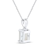 Thumbnail Image 3 of Emerald-Cut Lab-Created Opal Solitaire Necklace Sterling Silver 18"
