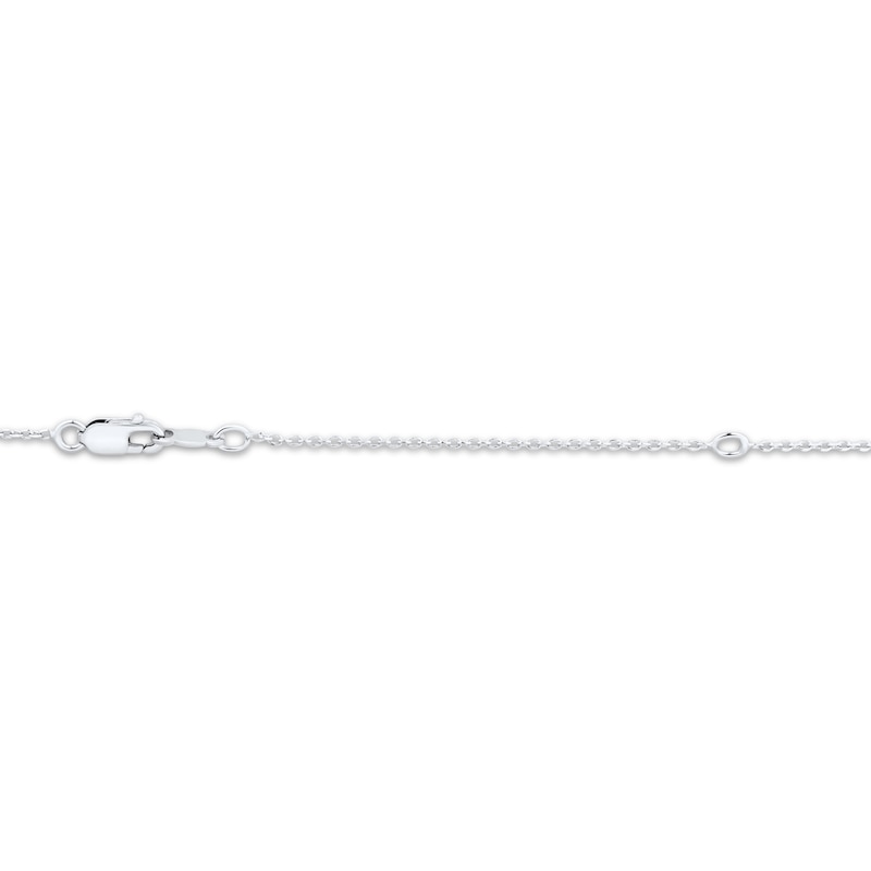 Main Image 4 of Emerald-Cut Lab-Created Opal Solitaire Necklace Sterling Silver 18"