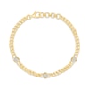 Thumbnail Image 1 of KAY Lab-Grown Diamonds Three-Stone Curb Chain Bracelet 1/6 ct tw 14K Yellow Gold-Plated Sterling Silver 7"