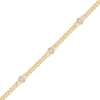 Thumbnail Image 2 of KAY Lab-Grown Diamonds Three-Stone Curb Chain Bracelet 1/6 ct tw 14K Yellow Gold-Plated Sterling Silver 7"