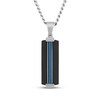Thumbnail Image 1 of Men's Slender Dog Tag Necklace Stainless Steel with Black & Blue Ion Plating 24"