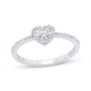 Thumbnail Image 1 of Baguette & Round-Cut Multi-Diamond Heart Fashion Ring 1/5 ct tw 10K White Gold
