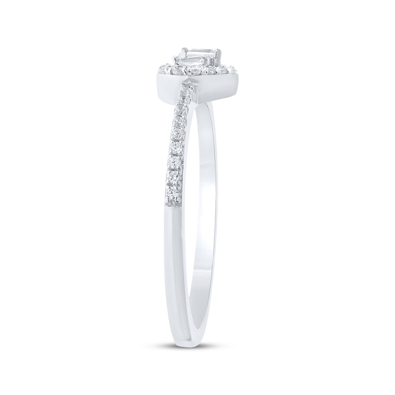 Main Image 2 of Baguette & Round-Cut Multi-Diamond Heart Fashion Ring 1/5 ct tw 10K White Gold