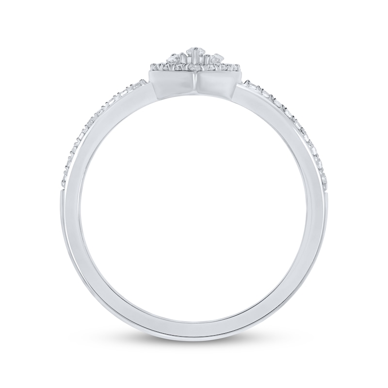 Main Image 3 of Baguette & Round-Cut Multi-Diamond Heart Fashion Ring 1/5 ct tw 10K White Gold