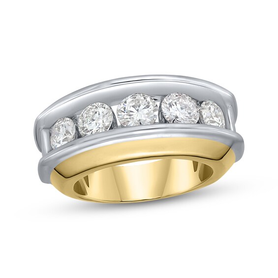 Men’s Diamond Five-Stone Ring 3 ct tw 10K Two-Tone Gold