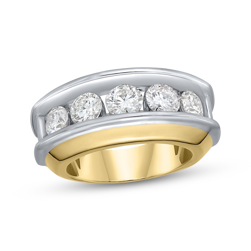 Main Image 1 of Men’s Diamond Five-Stone Ring 3 ct tw 10K Two-Tone Gold
