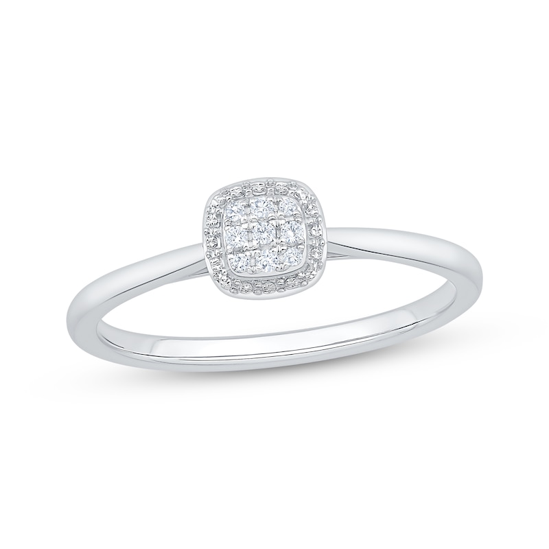 Main Image 1 of Multi-Diamond Cushion Frame Fashion Ring 1/20 ct tw Sterling Silver