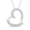 Thumbnail Image 1 of Diamond Double Row Tilted Heart Necklace 1/4 ct tw 10K White Gold 18"