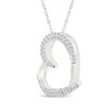 Thumbnail Image 2 of Diamond Double Row Tilted Heart Necklace 1/4 ct tw 10K White Gold 18"