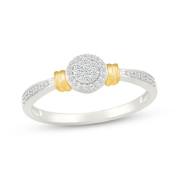 Multi-Diamond Circle Promise Ring 1/8 ct tw 10K Two-Tone Gold