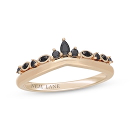 Neil Lane Pear-Shaped & Round-Cut Black Diamond Contour Anniversary Ring 1/5 ct tw 14K Yellow Gold