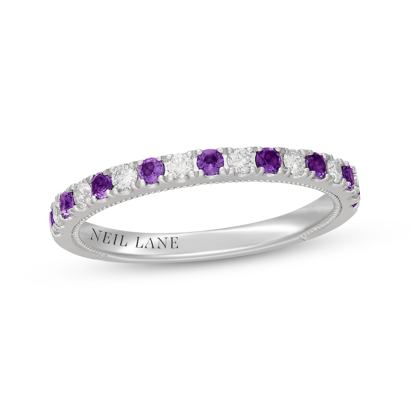 Main Image 1 of Neil Lane Amethyst & Diamond Anniversary Ring 1/5 ct tw 14K White Gold