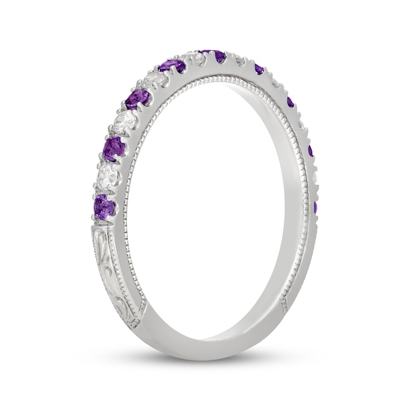 Main Image 2 of Neil Lane Amethyst & Diamond Anniversary Ring 1/5 ct tw 14K White Gold