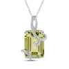Thumbnail Image 1 of Octagon-Cut Yellow Quartz & White Lab-Created Sapphire Swirl Necklace Sterling Silver