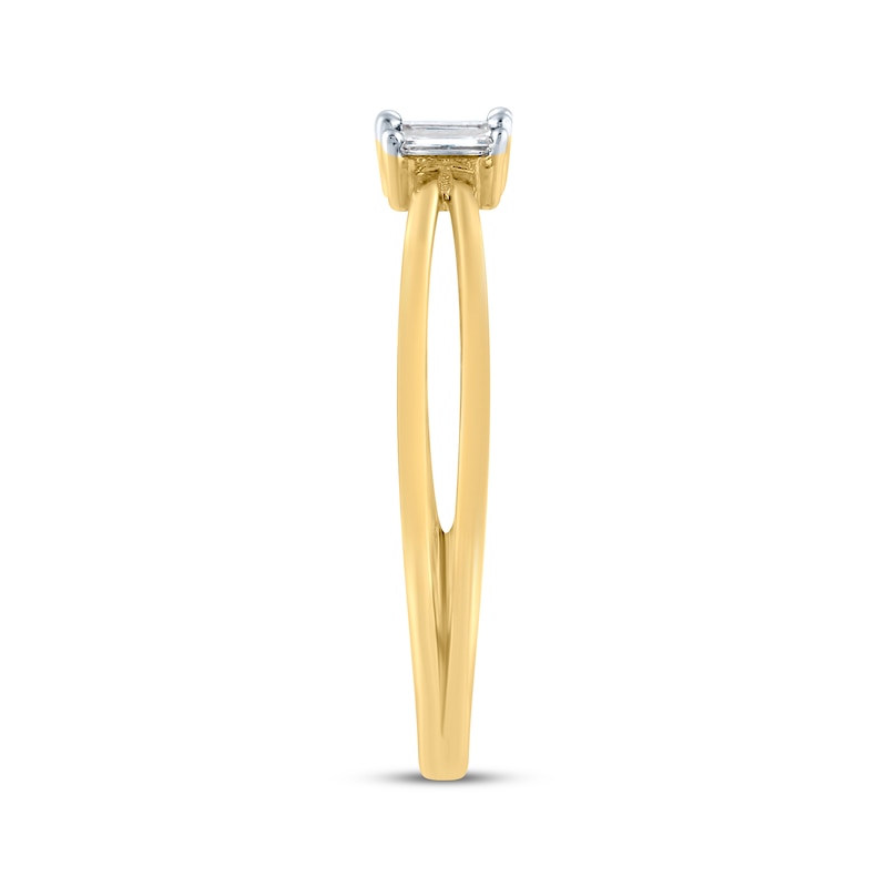 Main Image 2 of KAY Lab-Grown Diamonds Baguette-Cut Three-Stone Fashion Ring 1/10 ct tw 14K Yellow Gold
