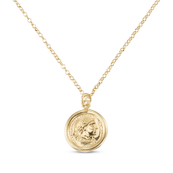 Coin Necklace 24K Yellow Gold Vermeil Sterling Silver 18"