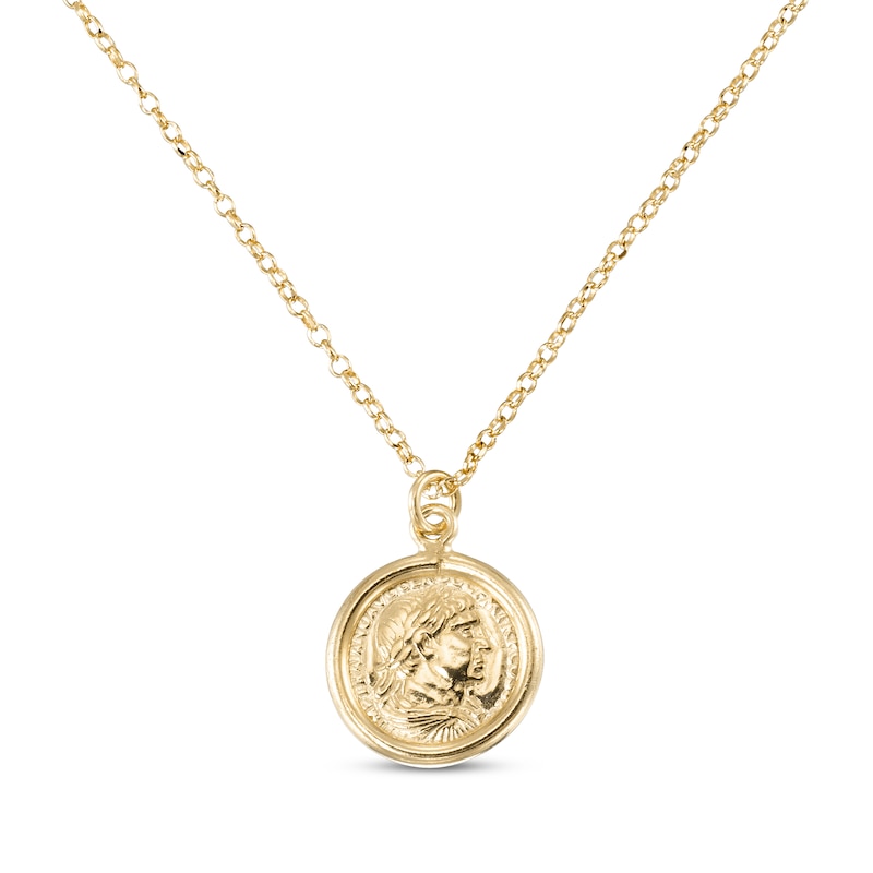 Main Image 1 of Coin Necklace 24K Yellow Gold Vermeil Sterling Silver 18"