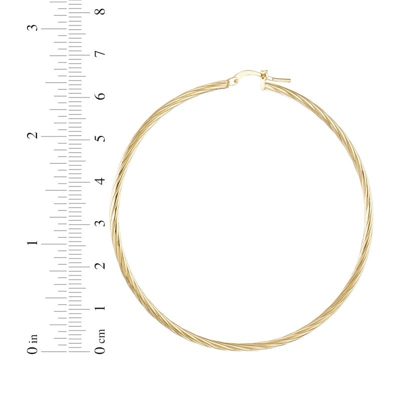 Main Image 4 of Twist Hoop Earrings 24K Yellow Gold Vermeil Sterling Silver 60mm