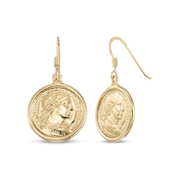 Coin Dangle Earrings 24K Yellow Gold Vermeil Sterling Silver