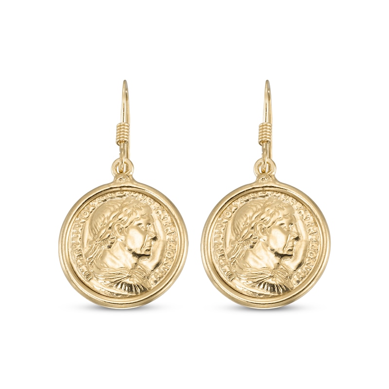 Main Image 2 of Coin Dangle Earrings 24K Yellow Gold Vermeil Sterling Silver