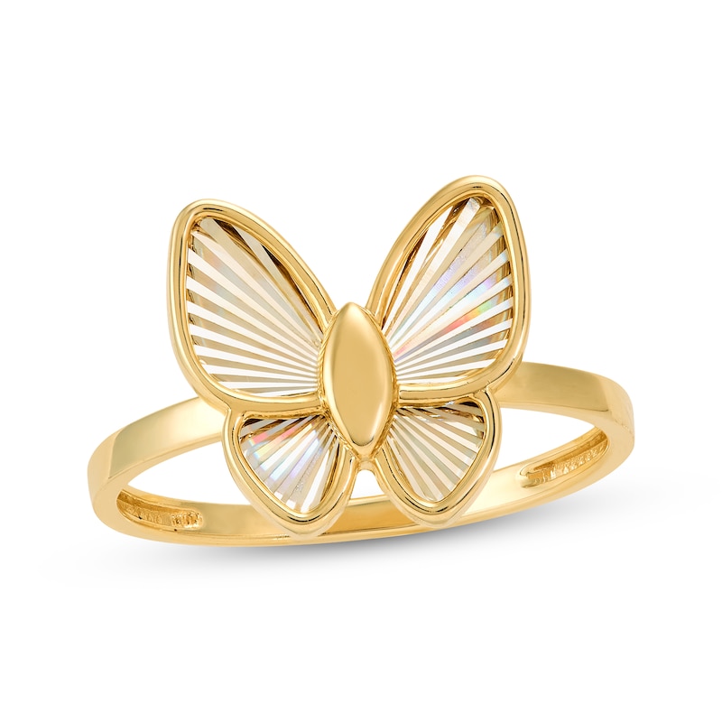 Main Image 1 of Textured Rainbow Butterfly Ring 10K Yellow Gold