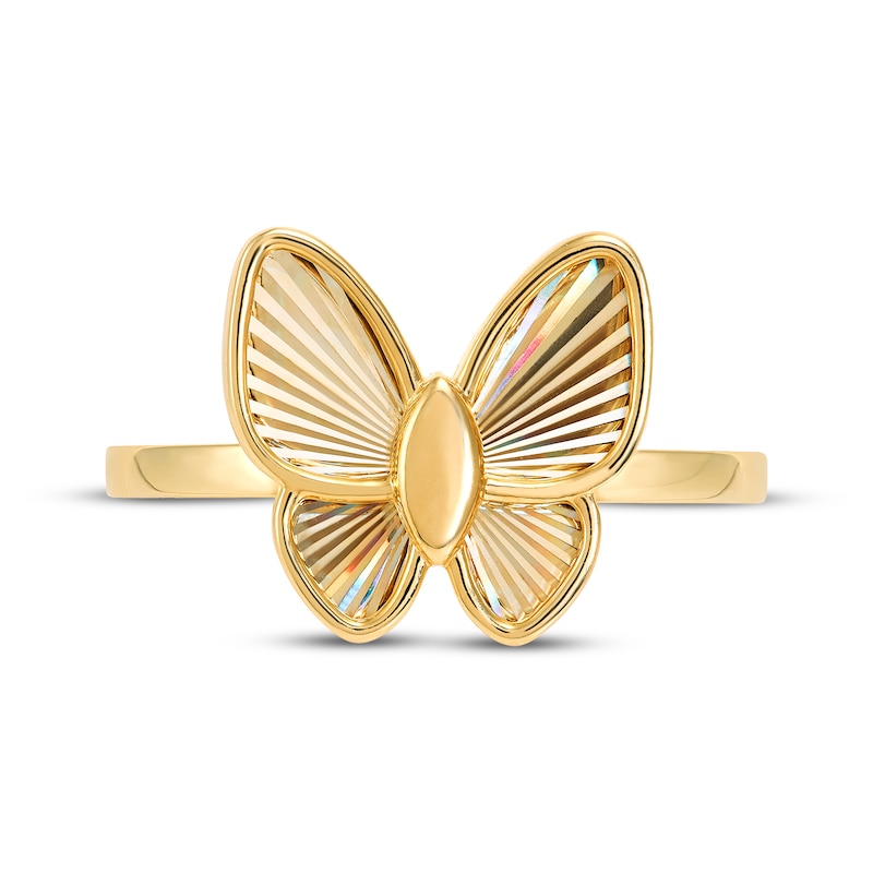 Main Image 3 of Textured Rainbow Butterfly Ring 10K Yellow Gold